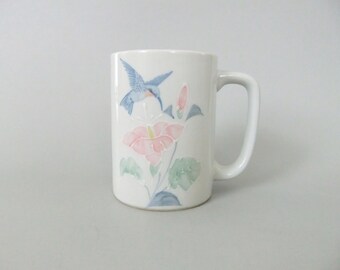 Otagiri Hummingbird Mug, Japan, Vintage Hummingbird and Hibiscus Flower Mug