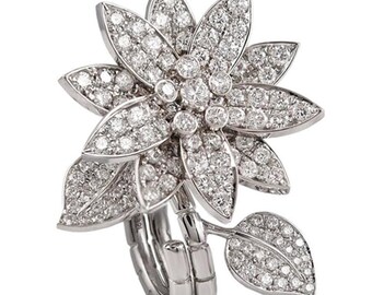 Van Cleef & Arpels Lotus Between the Finger Diamond Ring 2.13ct Diamond 18K