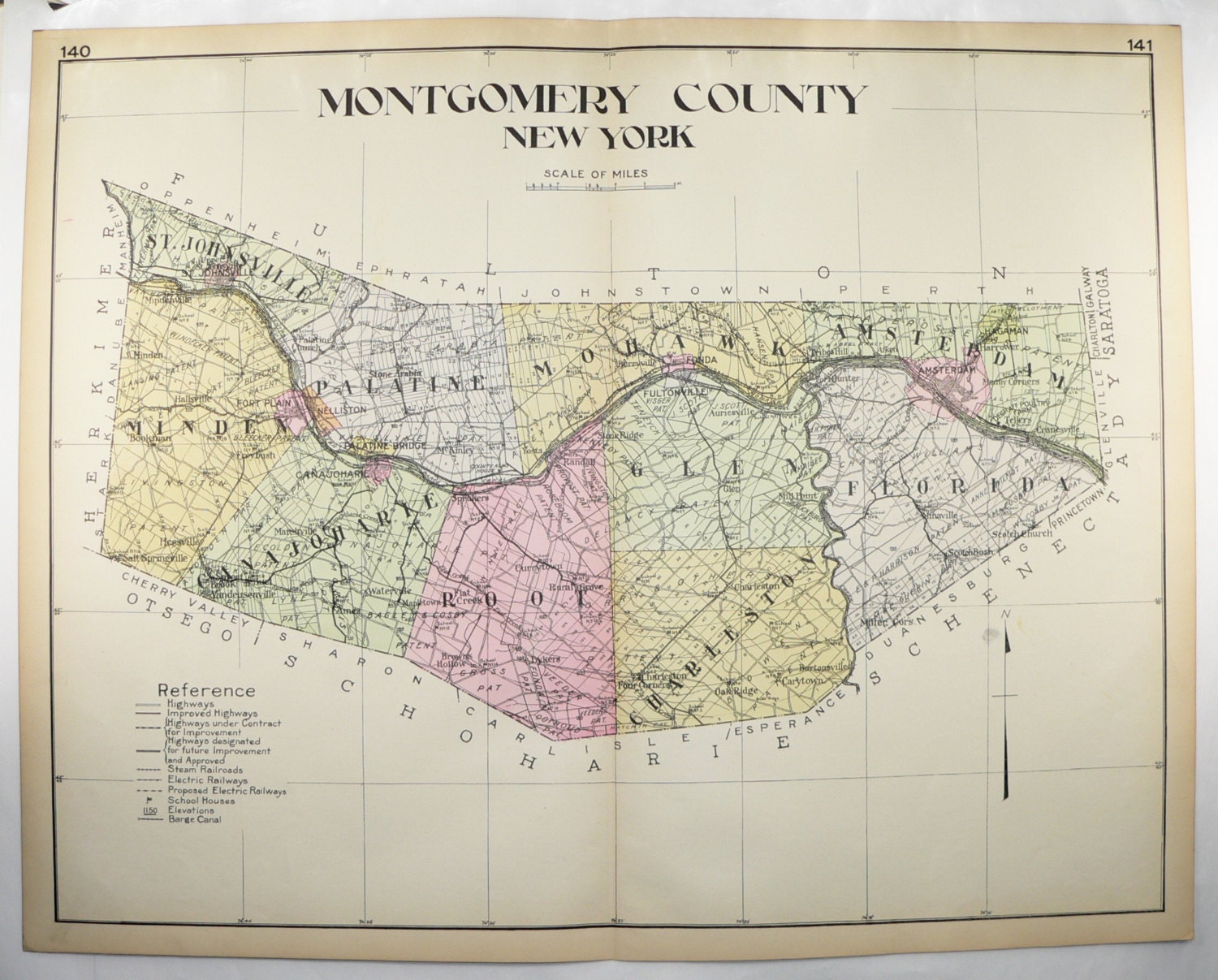 1912 Montgomery County NY Map New York County Large Map Erie