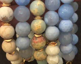 Set of 5 stacked bead bracelets