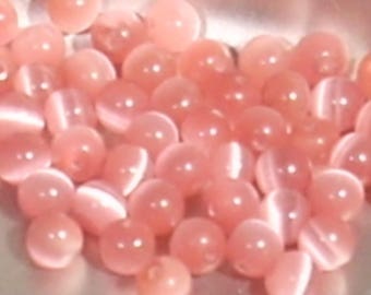 Cat's eye pink glass 4mm 20 beads