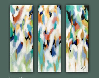 SALE, Original Painting, Set of 3 Abstract Painting, Modern painting, Contemporary Art, Wall Decor 36"x36" Ready to Hang