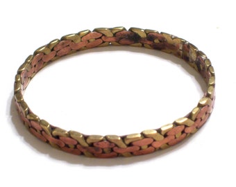 Mixed Metals Bracelet, Copper Brass Bangle, Vintage Bangle Bracelet, Modernist Jewelry