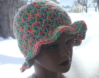 Homemade Rainbow Sherbert Yarn Wool Cap