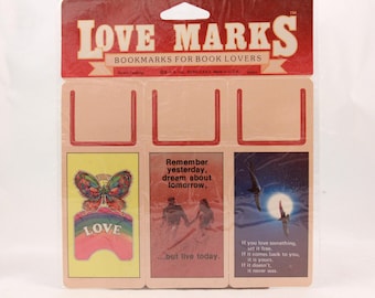 Vintage 1982 Sheet of 3 Punch out Love Book Marks