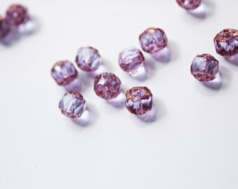 x 10 beautiful purple and gold Czech Bohemian glass beads