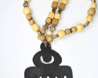 Leather Duafe Adinkra Necklace