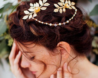 Bridal comb, comb, wedding jewelry head-swarovski crystals, headpiece, head accessories, Bridal, hair jewelry rose gold