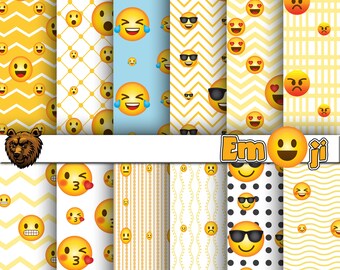 emoji digital paper, emoji scrapbook, emoji background, emoji scrapbook paper