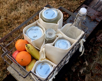 Mason Jar Nest, zero waste, bulk shopping, bottles, jar lunch divider insert, made to order