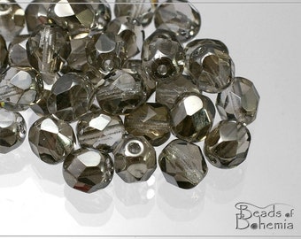 40 pcs Crystal Chrome Czech Fire Polish Round Beads 6 mm (5908)