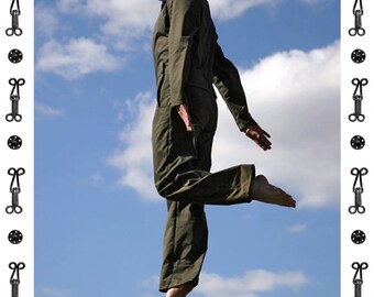 OVERALLS/ JUMPSUIT MEN , black, iridescent, changeant, Catsuit, cotton, wool, khaki, gold, custom, overall, One piece