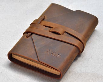 Refillable Leather Journal Leather Notebook Custom Journal( Free stamp)