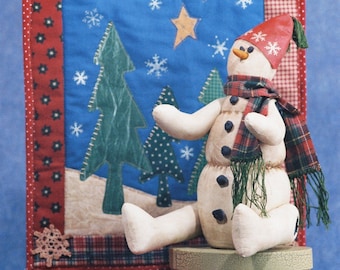 Icie - Cloth Doll E-Pattern Primitive Christmas Holiday Snowman & Quilt