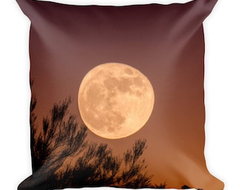 Square Harvest Moon Throw Pillow