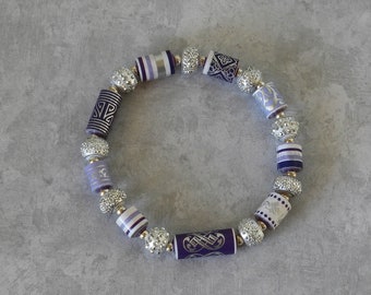 Handmade Paper Bead Bracelet - Disco Ball
