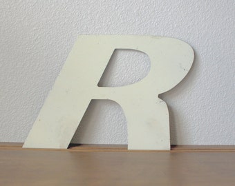 Vintage Industral text signage letter R aluminum