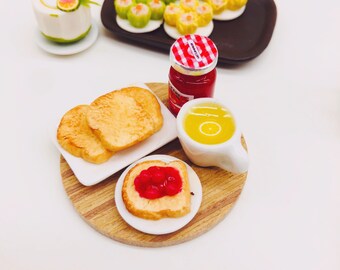 Miniature Breakfast set,Miniature Bakery,Miniature Bread,Dolls and miniature
