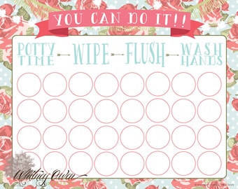 floral potty training chart for girl