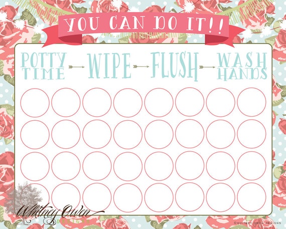 items similar to floral potty training chart for girl on etsy girls potty chart