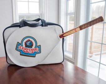 70s tennis bag blue and white Faux Leather 1970 - tennis handBag