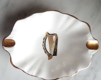 Celtic Harp Small Dishes Gold Trim Royal Tara Bone China