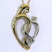Diamond mother child heart pendant charm 2 tone gold round brilliant .05C unique