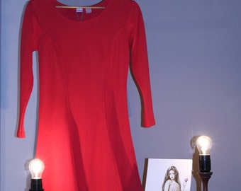90s dress true Vintage 36 s red Skaterkleid A-line mini dress three viertelarm grunge sporty hipster summer dress plate skirt
