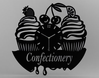 Confectionery Wall Clock Black Decor Modern Decorative Wall Clock This Clock is A Unique Gift to Your Friends and Family for Any Occasion