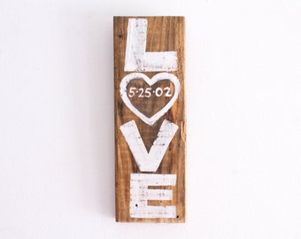 Wedding Decor Love Sign Reclaimed Wood Beach Wedding Reception Anniversary Vintage Rustic White Wedding Photo Prop Bridal Shower Mangoseed