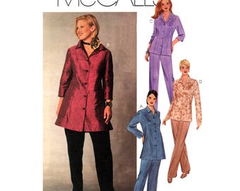 01 McCall's 3459 Princess Seam Shirt in Two Lengths with Two Sleeve Lengths & Pants, Uncut, Factory Folded, Sewing Pattern Plus Size 18-24
