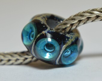 Unique Handmade Lampwork Glass European Charm Bead - SRA - Fits all charm bracelets - Silver Core Options