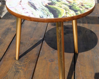 Upcycled Mid-Century Tripod Side Table
