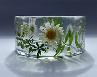 Daisy bangle,daisy bracelet,real flower bangle