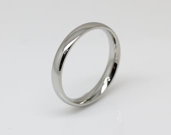 3mm wide Surgical Steel Comfort Fit / Court Shape Plain band Wedding Ring