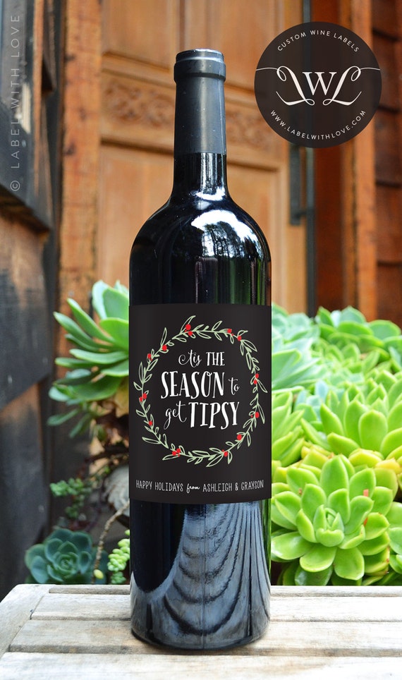 Items similar to Custom Holiday Christmas Wine Labels - Unique Christmas Gift / Alternative to ...