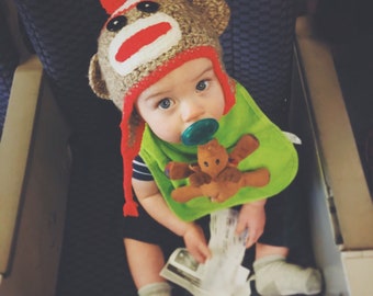 Crocheted Baby Sock Monkey Hat