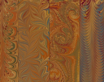 Hand Marbled Paper Set: 4 Sheets 8x11 (Library Brown)