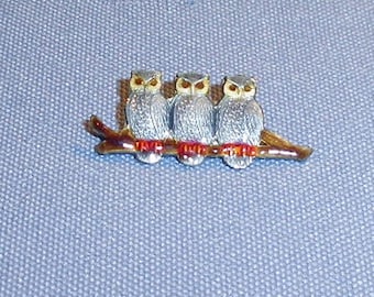 Norcrest Anthropomorphic Owls on a Branch Figurine made in