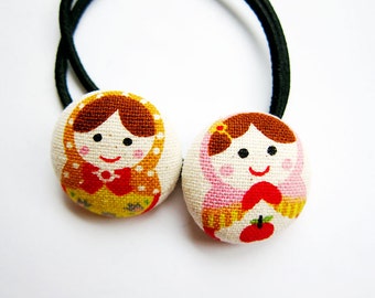 Button Ponytail Holders - Russian Dolls
