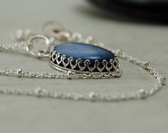 Blue Kyanite Pendant Sterling Silver Necklace