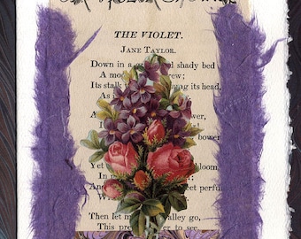 Violet Roses Friendship Thinking of You Original Collage Card