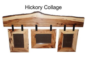 Made To Order Hickory Collage, Live Edge Picture Frame, Rustic Collage, Rustic Picture Frame, Three Frame Collage, Hickory Picture Frame