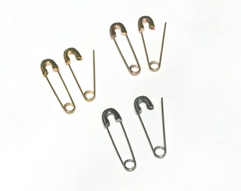 Stainless Steel Safety Pin Earrings in Silver Gold Rose Gold Hypoallergenic