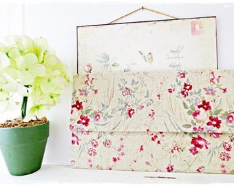 Bridesmaids large envelope clutch purse red rose green evening purse