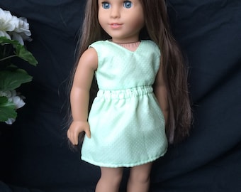American Girl Doll Dress Mint Green Polka Dot