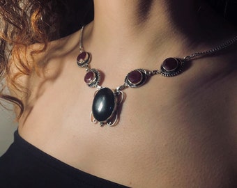 Black Onyx & Ruby Necklace