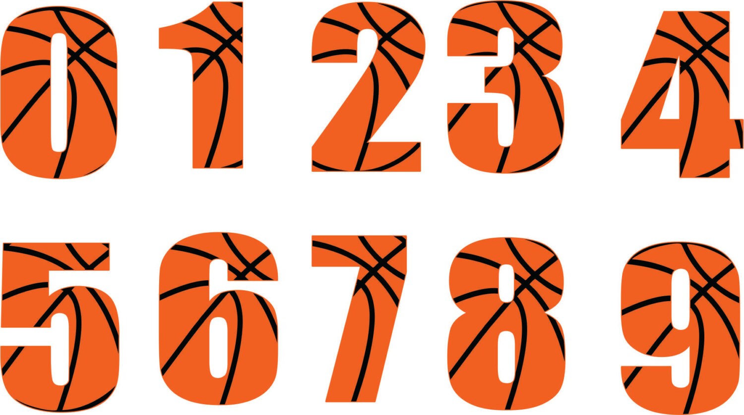 Download Basketball numbers 0 9 SVG DXF vector instant digital