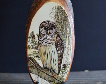 Vintage Wood Owl Plaque