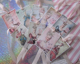 Let Them Eat Cake~HANDMade Marie Antoinette Gift Tags ~ Glitter ~ Ribbon 9